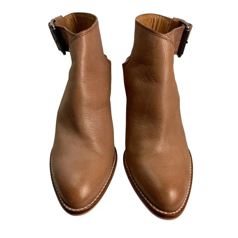 Women's Dolce Vita Camel Jacklyn Booties Buckle Closure Stacked‎ Heel Shoes 91/2